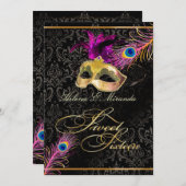 Invitation PixDezines paon doux 16 masquerade/DO-IT-YOURSELF (Devant / Derrière)