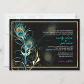 Invitation PixDezines paon plumes/aqua/turquoise (Dos)