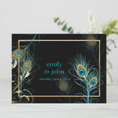 Invitation PixDezines paon plumes/aqua/turquoise (Debout devant)