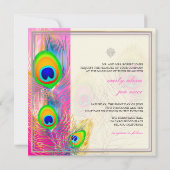 Invitation PixDezines paon plumes/aqua/turquoise (Dos)