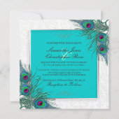 Invitation PixDezines paon plumes/aqua/turquoise (Dos)