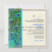Invitation PixDezines paon plumes/aqua/turquoise (Dos)