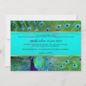 Invitation PixDezines paon plumes/aqua/turquoise (Dos)
