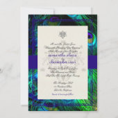 Invitation PixDezines paon plumes/aqua/turquoise (Dos)