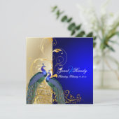 Invitation PixDezines paon psychédélique/bleu cobalt (Debout devant)