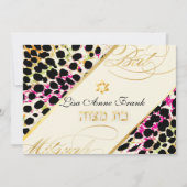 Invitation PixDezines papier cheetah, couleur Bat mitzvah/DO- (Devant)