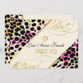 Invitation PixDezines papier cheetah, couleur Bat mitzvah/DO- (Devant / Derrière)