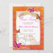Invitation PixDezines Papillon Sweet 16/Rainbow Swirls (Dos)
