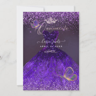 Invitation PixDezines Papillons Quinceanera, Ultra Violet
