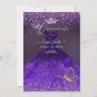 Invitation PixDezines Papillons Quinceanera, Ultra Violet