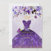 Invitation PixDezines Papillons Quinceanera, Violet foncé dan (Devant)
