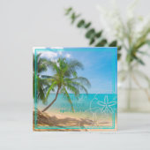 Invitation PixDezines Paradise/Île tropicale+sanddollar (Debout devant)