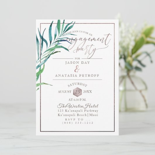Invitation PixDezines Partie Engagement Palm Fronds+Honeypeb (Debout devant)