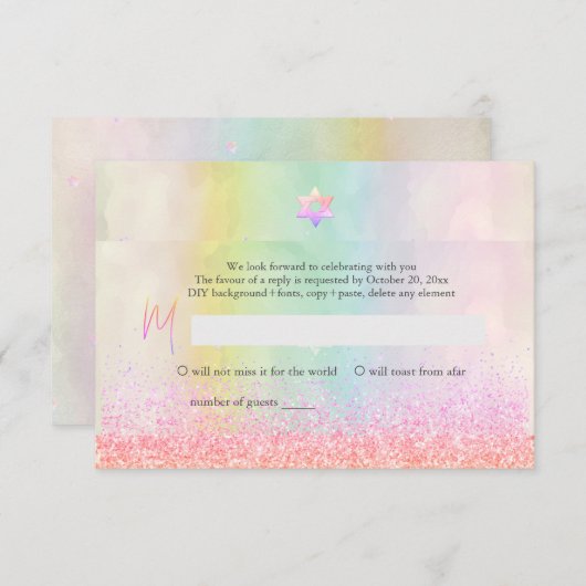 Invitation PixDezines Parties scintillant Coton Candy Bat mit (Devant / Derrière)