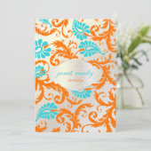 Invitation PixDezines pavo damask/coral+aqua (Debout devant)