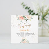 Invitation PixDezines Peach Watercolor Flowers Christening (Debout devant)