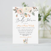 Invitation PixDezines Peaches+Baby shower d'aquarelle crème (Debout devant)