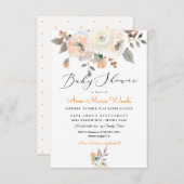 Invitation PixDezines Peaches+Baby shower d'aquarelle crème (Devant / Derrière)