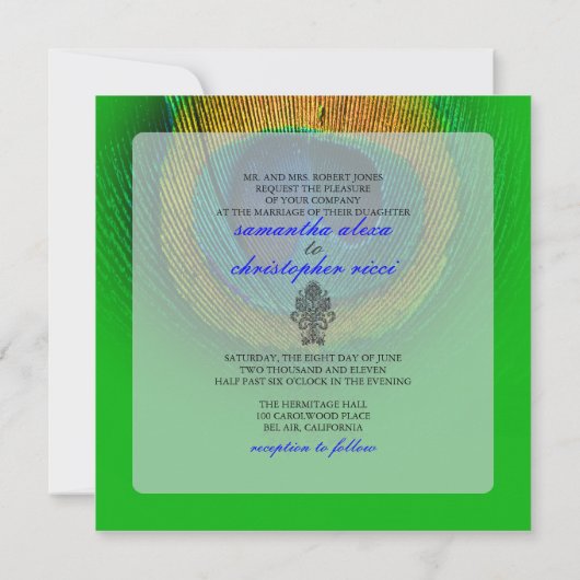 Invitation PixDezines Peacock Eye/néon green/do-it-yourself (Dos)