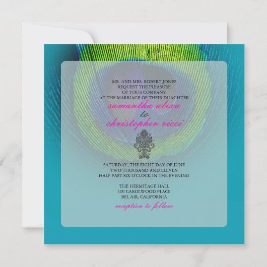 Invitation PixDezines Peacock Eye/turquoise/do-it-yourself te (Dos)