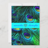Invitation PixDezines PEACOCK FEATHER/AQUA/TURQUOISE INVITATI (Devant)