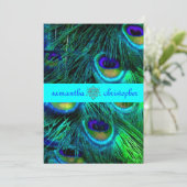 Invitation PixDezines PEACOCK FEATHER/AQUA/TURQUOISE INVITATI (Debout devant)