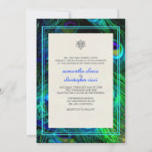 Invitation PixDezines PEACOCK FEATHER/AQUA/TURQUOISE INVITATI (Dos)