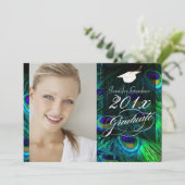 Invitation PixDezines Peacock Feather Graduation (Debout devant)