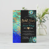 Invitation PixDezines Peacock Fête des mariées+Faux Gold (Debout devant)