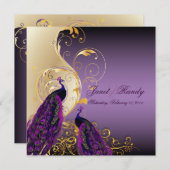 Invitation PixDezines Peacock, filigree+swirls/violet/do-it-y (Devant / Derrière)