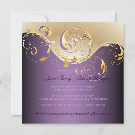 Invitation PixDezines Peacock, filigree+swirls/violet/do-it-y (Dos)