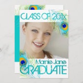 Invitation PixDezines Peacock, Graduation do-it-yourself arri (Devant / Derrière)