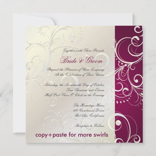 Invitation PixDezines Pearly Swirls (Dos)