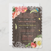 Invitation PixDezines péréonales vintages, roses/redoute (Dos)