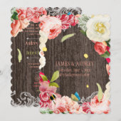 Invitation PixDezines péréonales vintages, roses/redoute (Devant / Derrière)