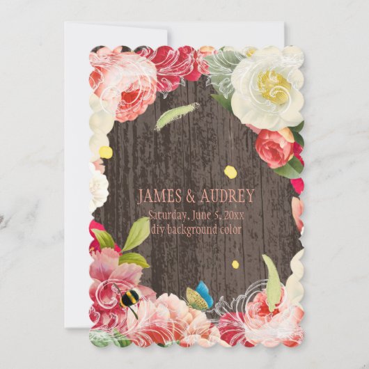 Invitation PixDezines péréonales vintages, roses/redoute (Devant)