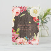 Invitation PixDezines péréonales vintages, roses/redoute (Debout devant)