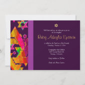 Invitation PixDezines Photo Bat mitzvah/Etoiles psychédélique (Dos)