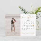 Invitation PixDezines Photo Save the Date Calendar faux gold (Debout devant)