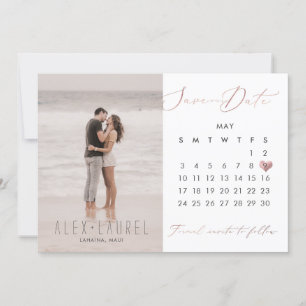 Invitation PixDezines Photo Save the Date Calendar rose gold