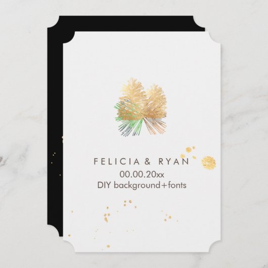 Invitation PixDezines pinecones/Faux Gold Foil/do-it-yourself (Devant / Derrière)