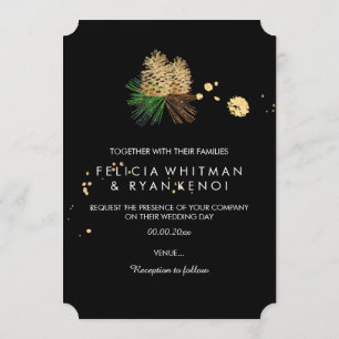 Invitation PixDezines pinecones/Faux Gold Foil/do-it-yourself