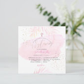 Invitation PixDezines Pink Aquarelle Palms Christening (Debout devant)