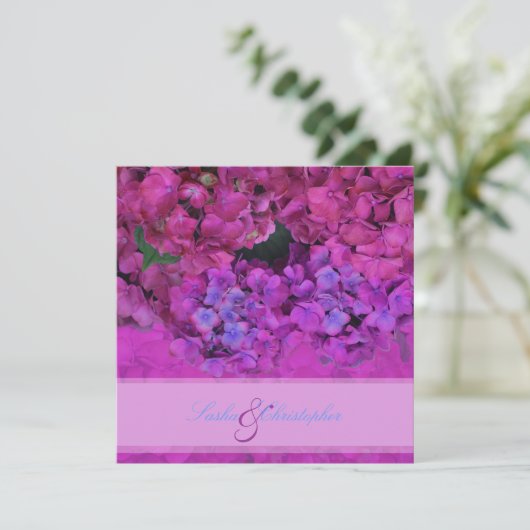 Invitation PixDezines Pink/Fuschia Hydrangea (Debout devant)