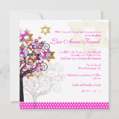 Invitation PixDezines PINK TREE OF LIFE BAT MITZVAH INVITATIO (Dos)