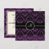 Invitation PixDezines Piqué, Damas / Black+Violet Velvet (Devant / Derrière)