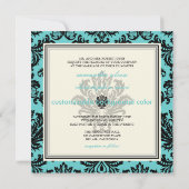 Invitation PixDezines Piqué, Damask / Black+Aqua Blue Velvet (Dos)