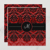 Invitation PixDezines Piqué, Damask/Black+DO-IT-YOURSELF Red  (Devant / Derrière)