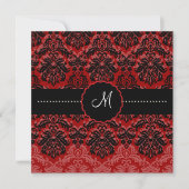 Invitation PixDezines Piqué, Damask/Black+DO-IT-YOURSELF Red  (Devant)