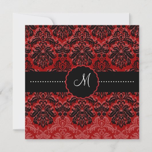 Invitation PixDezines Piqué, Damask/Black+DO-IT-YOURSELF Red  (Devant)